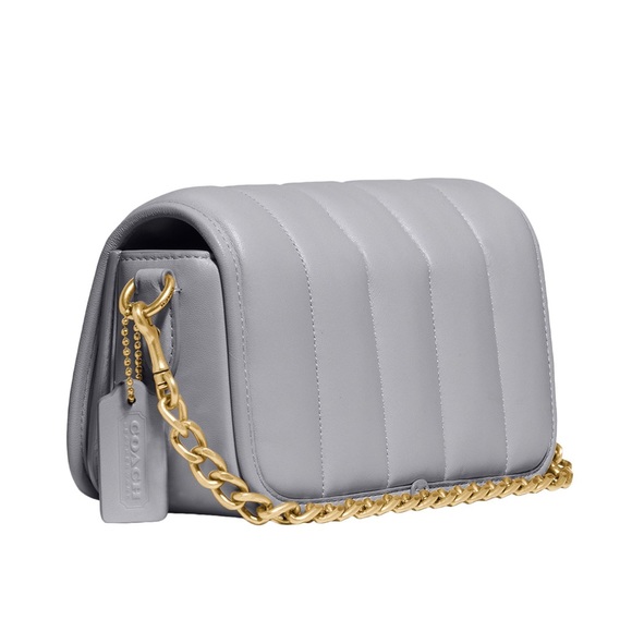 Coach Originals Quilted Turnlock Convertible Dinky 18 Leather Bag Granite Grey - Picture 6 of 11